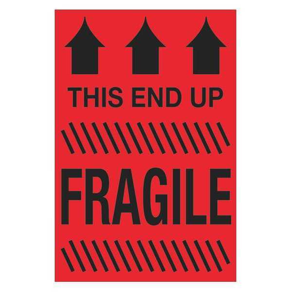 Tape Logic Tape Logic® Labels, "This End Up - Fragile", 2" x 3", Fluorescent Red, 500/Roll DL1325