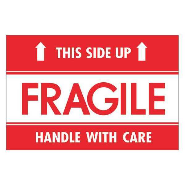 Tape Logic Tape Logic® Labels, "Fragile - This Side Up - HWC", 2" x 3", Red/White, 500/Roll DL2156