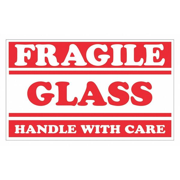 Tape Logic Tape Logic® Labels, "Fragile - Glass - Handle with Care", 3" x 5", Red/White, 500/Roll SCL547