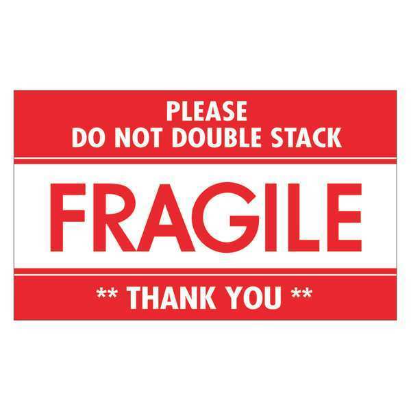 Tape Logic Tape Logic® Labels, "Fragile - Do Not Double Stack", 3" x 5", Red/White, 500/Roll DL2159