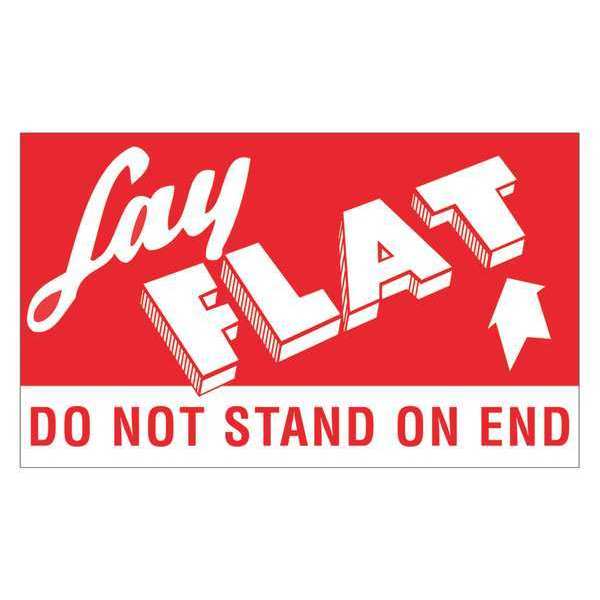 Tape Logic Tape Logic® Labels, "Lay Flat - Do Not Stand On End", 3" x 5", Red/White, 500/Roll DL1420