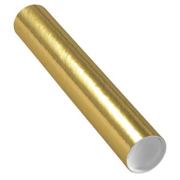 Partners Brand Mailing Tubes with Caps, 3" x 18", Gold, 24/Case P3018GO