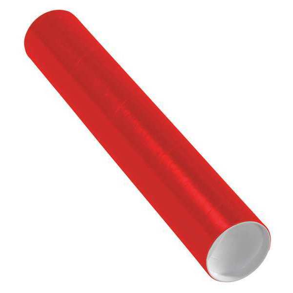 Partners Brand Mailing Tubes with Caps, 3" x 18", Red, 24/Case P3018R