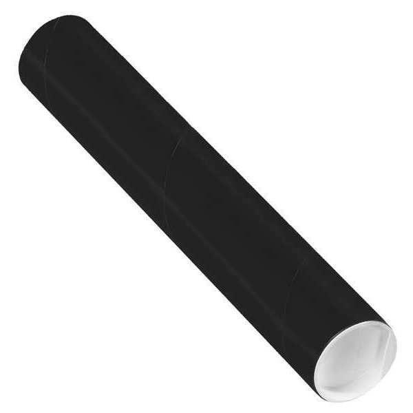 Partners Brand Mailing Tubes with Caps, 2" x 12", Black, 50/Case P2012BL