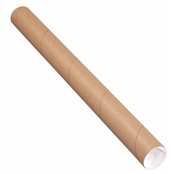 Partners Brand Mailing Tubes with Caps, 2" x 48", Kraft, 50/Case P2048K