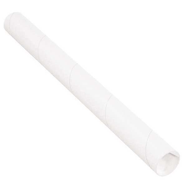 Partners Brand Mailing Tubes with Caps, 2" x 6", White, 50/Case P2006W