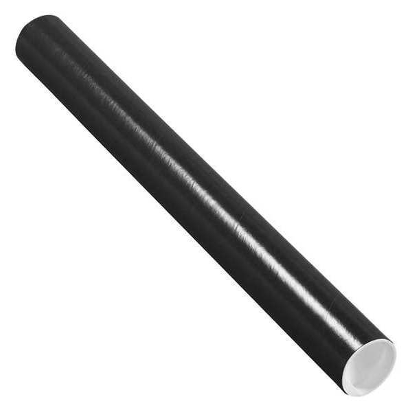 Partners Brand Mailing Tubes with Caps, 2" x 20", Black, 50/Case P2020BL