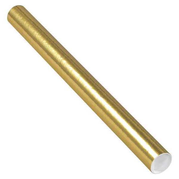 Partners Brand Mailing Tubes with Caps, 2" x 24", Gold, 50/Case P2024GO