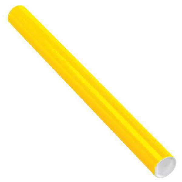 Partners Brand Mailing Tubes with Caps, 2" x 24", Yellow, 50/Case P2024Y