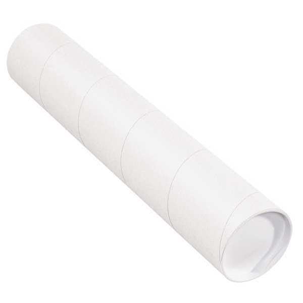 Partners Brand Mailing Tubes with Caps, 4" x 42", White, 15/Case P4042W