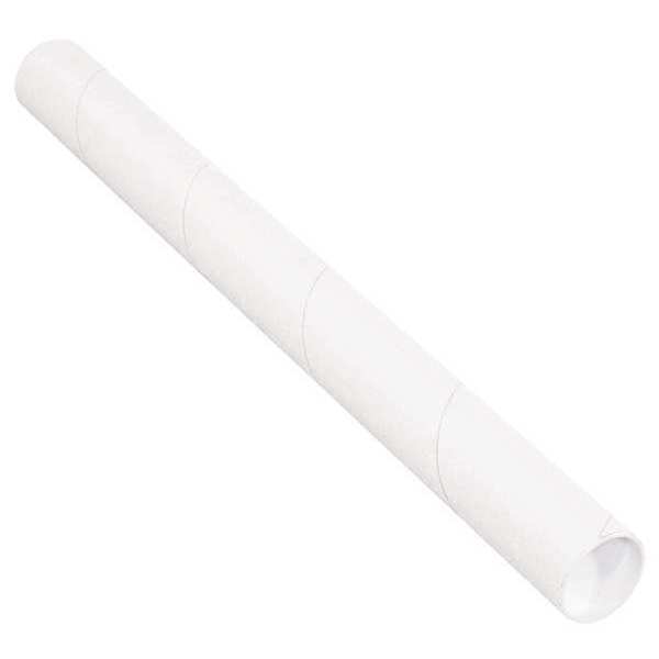 Partners Brand Mailing Tubes with Caps, 2-1/2" x 36", White, 34/Case P2536W