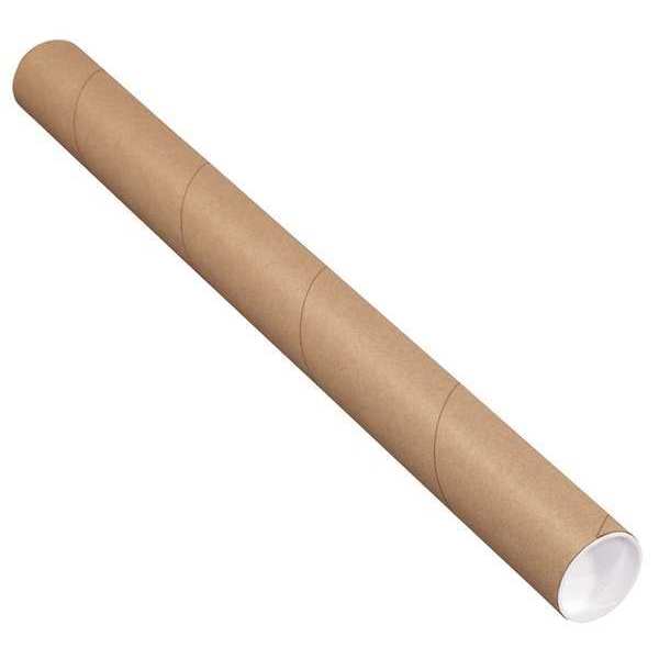 Partners Brand Mailing Tubes with Caps, 2-1/2" x 36", Kraft, 34/Case P2536K