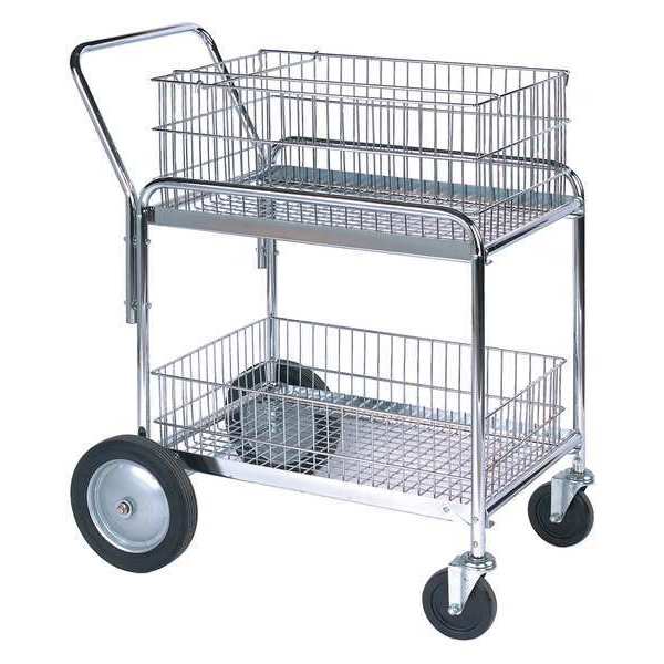 Partners Brand Mail Cart, 33 1/2" x 23 3/4" x 38 1/4", Silver, 1/Each WS1035