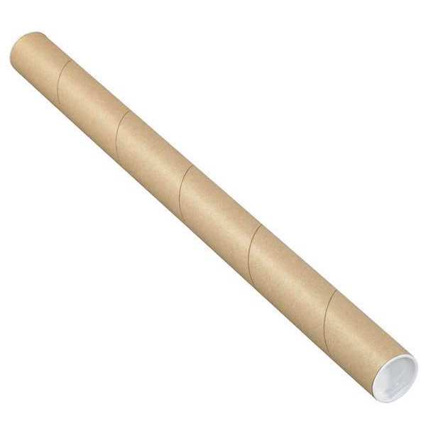 Partners Brand Mailing Tubes with Caps, 1-1/2" x 36", Kraft, 50/Case P1536K