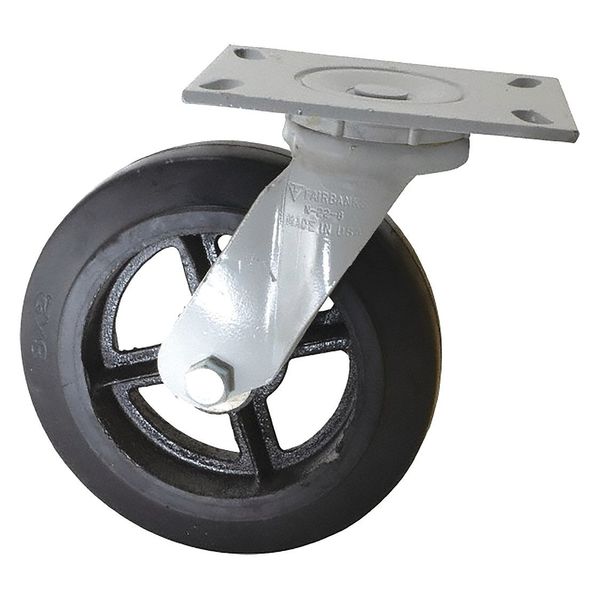 Fairbanks Mold-onCasters, WideSwivel, Rubber, 6" W26-6-RT