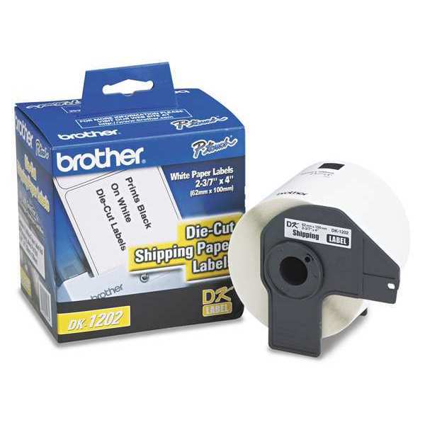 Brother Label Tape, 4"x2-3/7", 300Rl, White DK-1202