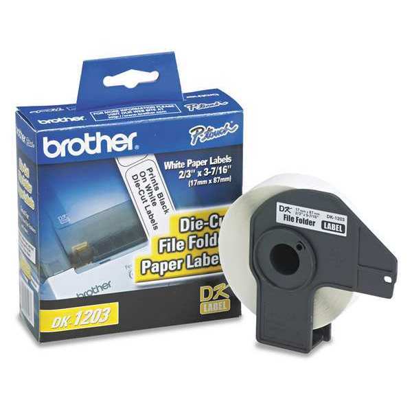 Brother Label Tape, 3-1/2"x2/3", 300Rl, White DK-1203