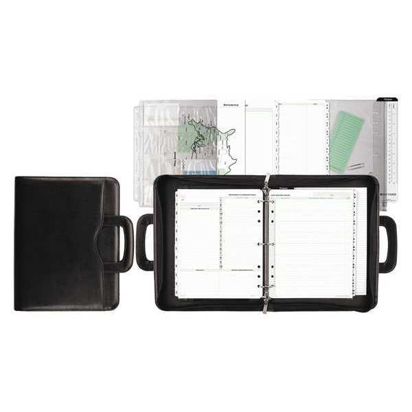 Day-Timer Organizer, Leatherlike, Zip Pouch, Black D43701E