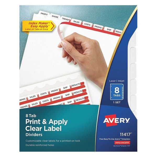 Avery Dennison Print-On Tab Index Divider, Pk8 11417