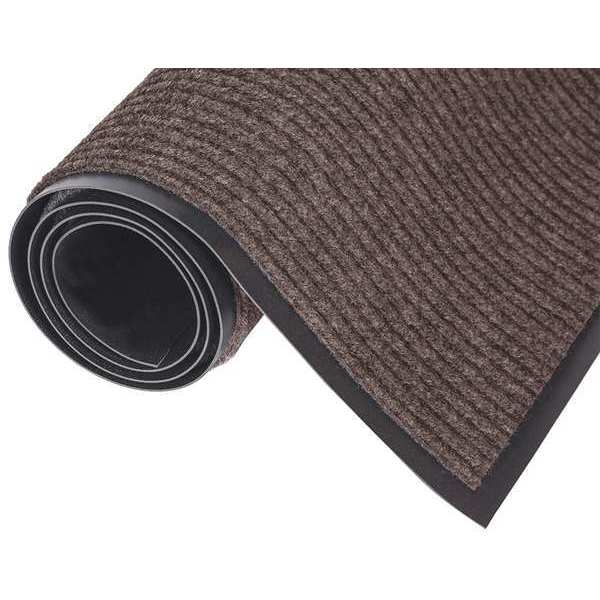 Crown Matting Technologies Ribbed Carpet Mat, Brown, 4 ft. W x NR 0410BR