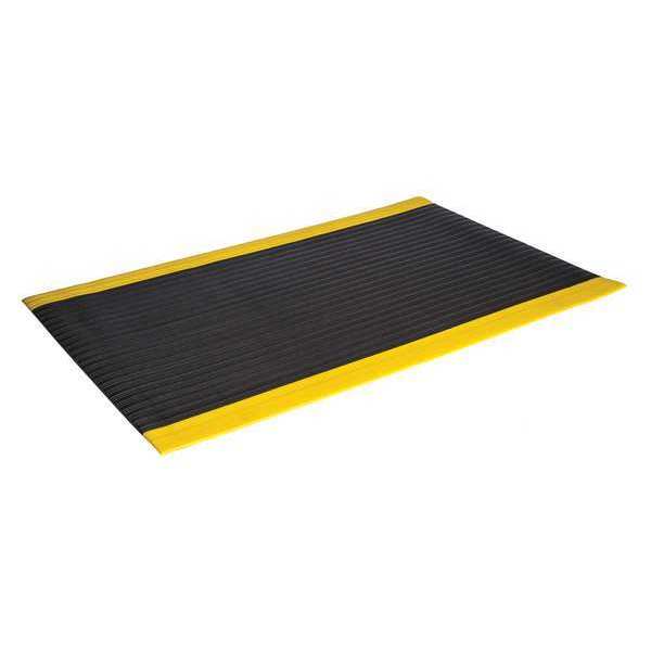 Crown Matting Technologies Antifatigue Ribbed Mat, Black/Yellow, 3 ft. L x SE 3823YB