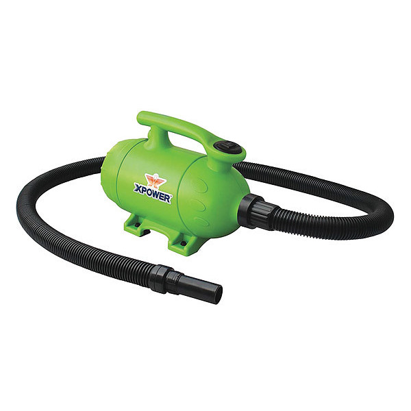 Xpower 2 HP, 100 CFM, 8.0A, 2-in-1 Pro-At-Home Force Air Pet Dryer + Vacuum B-2 GREEN