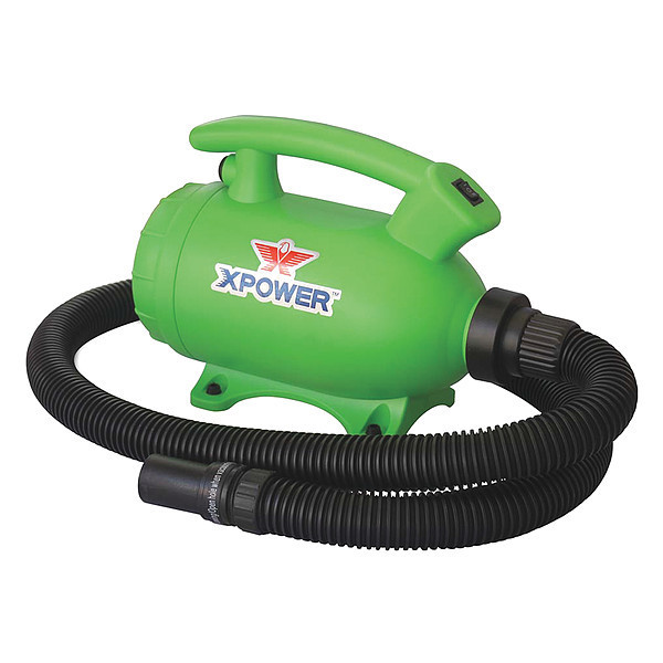 Xpower 2 HP, 100 CFM, 8 Amps, 2-in-1 Home Force Air Pet Dryer + Vacuum B-55 GREEN