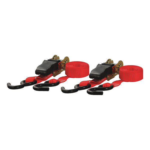 Curt Red Cargo Straps w/S-Hooks, 10 ft., PK2 83001