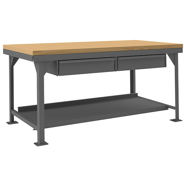 Durham Mfg Workbench, Steel, 72" W, 36" D HDWBMT36722DR95