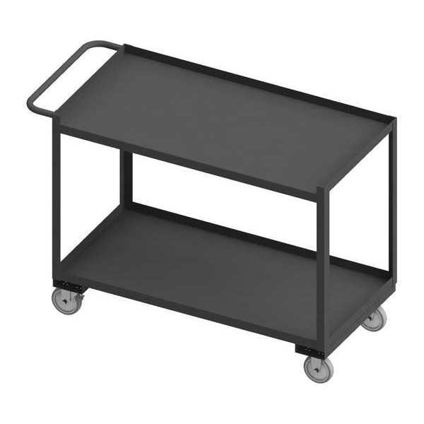 Westward Utility Cart with Lipped & Single-Side Flush Metal Shelves, Steel, Flat, 2 Shelves, 1,200 lb RSC-2448-2-1TLD-95W