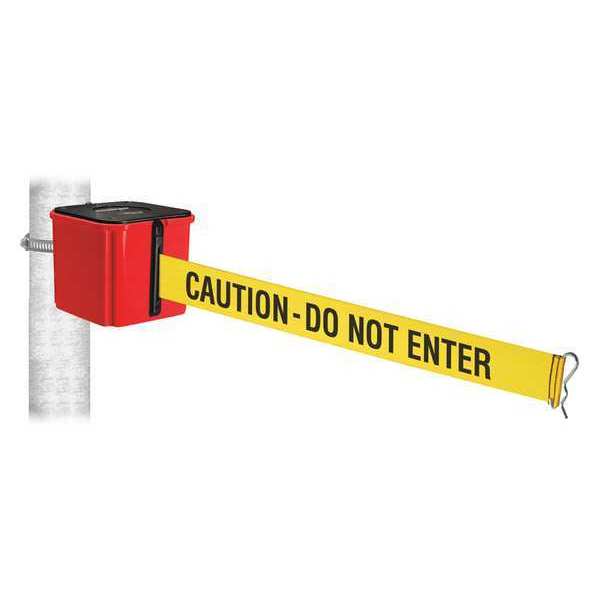 Retracta-Belt Belt Barrier, Red, Yllw/Blk Text Belt, 4" H WH412RD25-CAU-HC