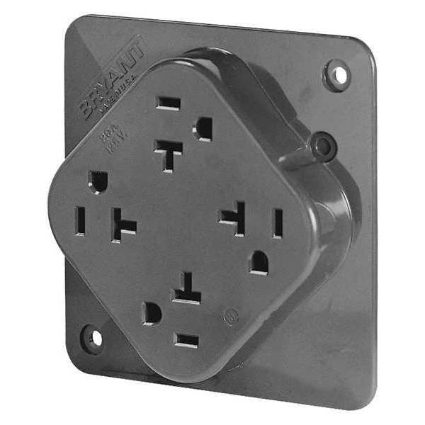 Zoro Select Receptacle, 20 A Amps, 125V AC, Flush Mount, Quad Outlet, 5-20R, Gray 21254GY