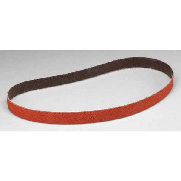 3M Cubitron Sanding Belt, Coated, 3/4 in W, 20 1/2 in L, 80 Grit, Medium, Ceramic, 984F, Maroon 60440268377