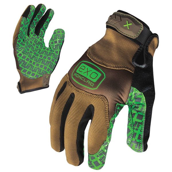 Ironclad Performance Wear Mechanics Gloves, 2XL, Tan/Green, Stretch Nylon/Neoprene G-EXPGG-06-XXL