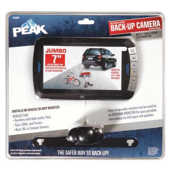 Peak Back Up Camera, CMOS, Monitor 7", TFT-LCD PKC0BU7-07