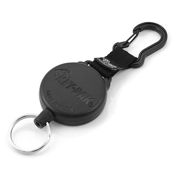 Key-Bak Key Reel, 28" L, Black, 1-1/8" Ring dia. 0488-603