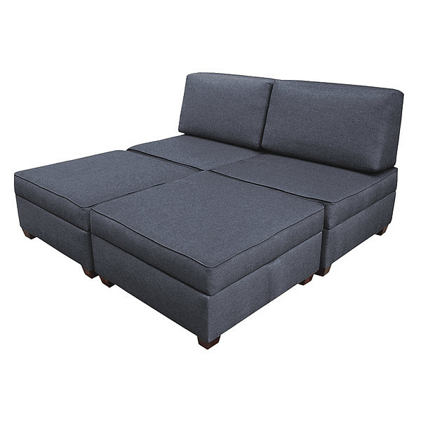 Duobed King Sleeper Sofa with Storage, Blue Performance Fabric IMFKB-DM