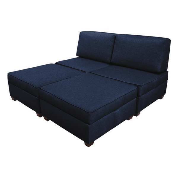 Duobed King Sleeper Sofa with Storage, Ocean Blue MFKB-AZ