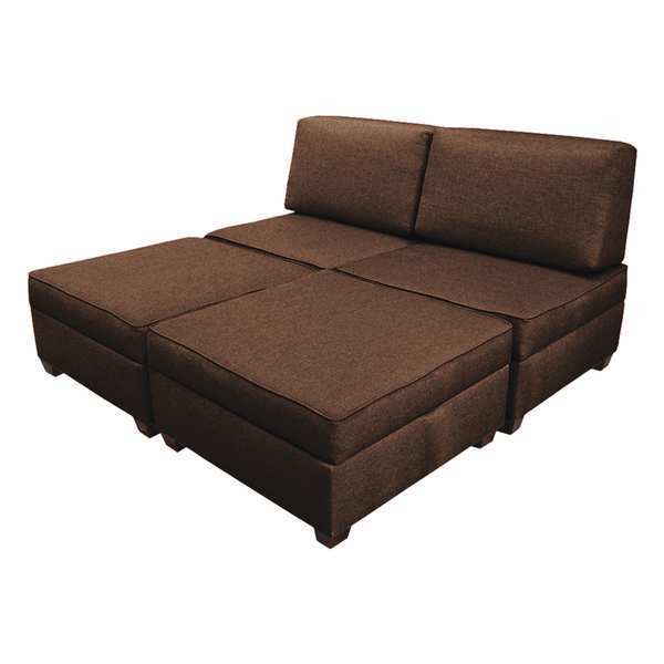 Duobed King Sleeper Sofa with Storage, Brown MFKB-ES