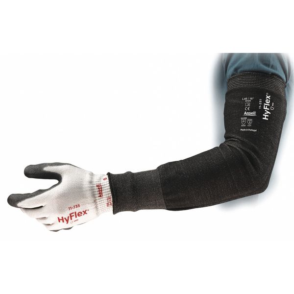 Ansell Hyflex Cut-Resistant Sleeve, Cut Level A3, Intercept, Knit Cuff, 12 in L, Black, Small 11-250