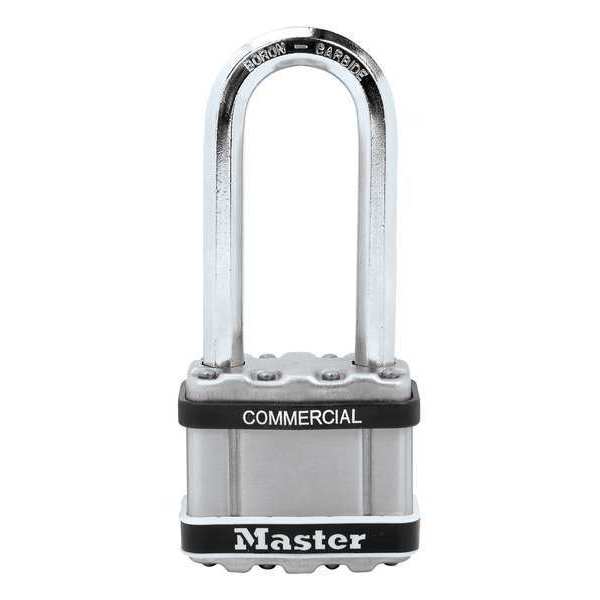 Master Lock Padlock, Keyed Different, Long Shackle, Square Stainless Steel Body, Boron Shackle, 15/16 in W M5LJSTS