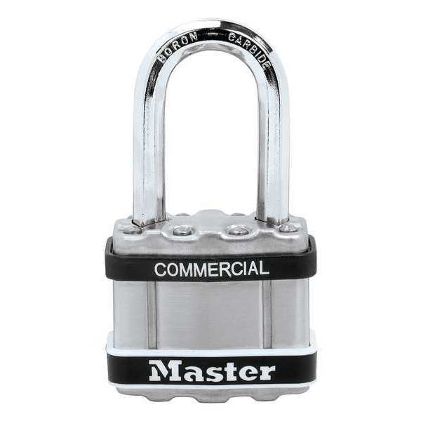 Master Lock Padlock, Keyed Different, Long Shackle, Square Stainless Steel Body, Boron Shackle, 13/16 in W M1LFSTS