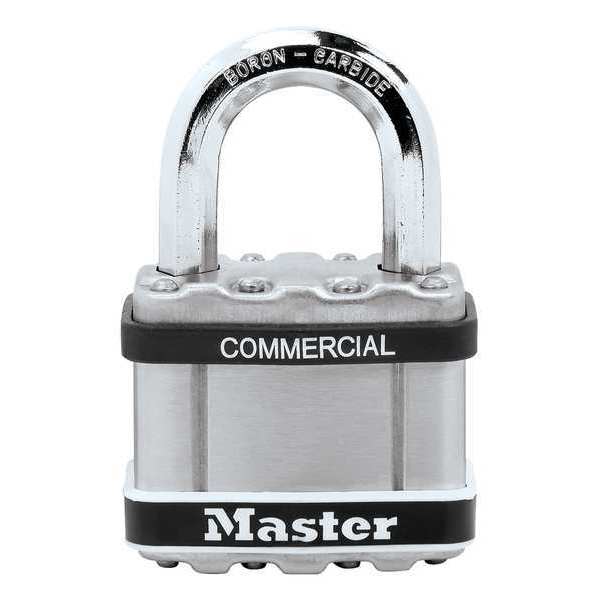 Master Lock Padlock, Keyed Different, Standard Shackle, Square Stainless Steel Body, Boron Shackle, 15/16 in W M5STS