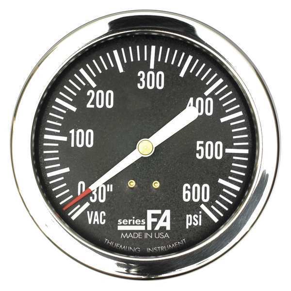 Thuemling Pressure Gauge, 0 to 600 psi, 1/4 in MNPT, Plastic, Black FA-LFP-310-CG