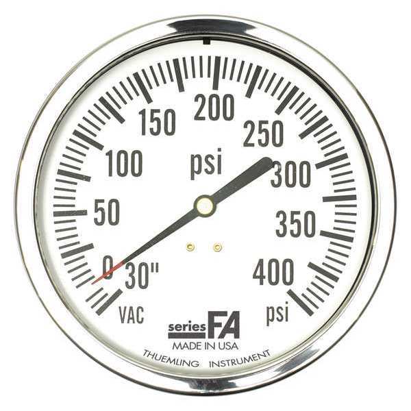 Thuemling Compound Gauge, -30 to 0 to 600 psi, 1/4 in MNPT, Plastic, Black FA-LFP-410-FG