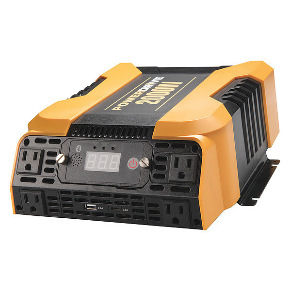 Powerdrive Power Inverter, Modified Sine Wave, 4,000 W Peak, 2,000 W Continuous, 4 Outlets PD2000