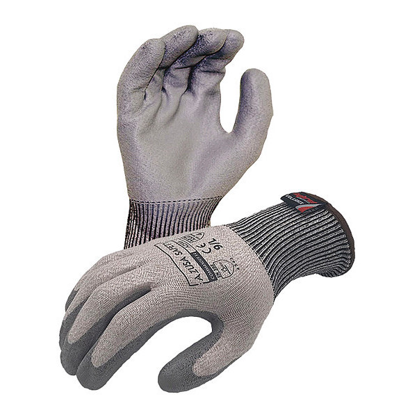 Azusa Safety Commander 13 ga. ANSI A4 Cut Resistant Gloves, Polyurethane Palm Coating, Gray, S AZ593