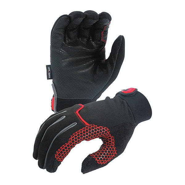 Azusa Safety Mechanics Gloves, 2XL, Black/Red KX02B
