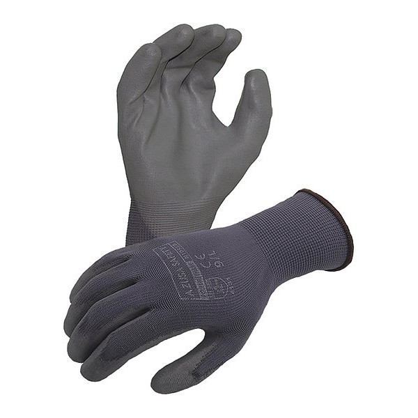 Azusa Safety Economy 13 ga. Nylon Gloves, Polyurethane Palm Coating, Gray, L N10559