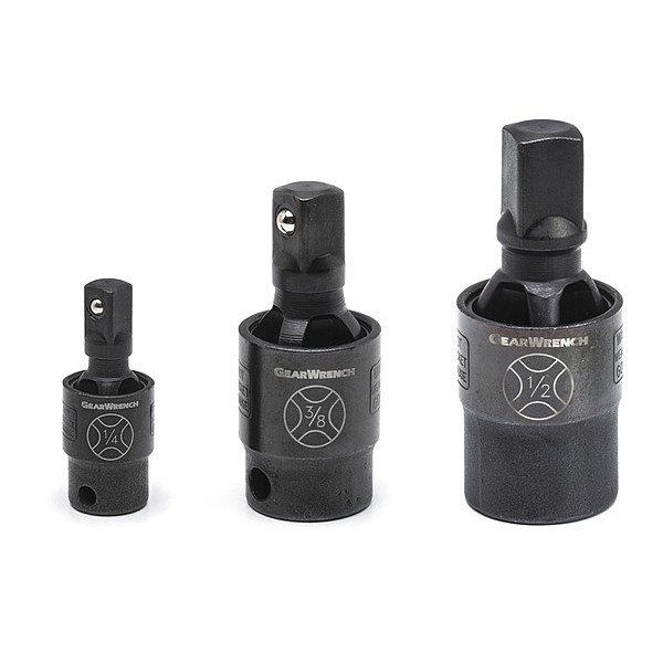 Gearwrench 3 Piece 1/4", 3/8" & 1/2" Drive X-Core™ Pinless Impact Universal Joint Set 84960